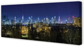 Obraz drukowany na płótnie Nocny Pejzaż Warszawy