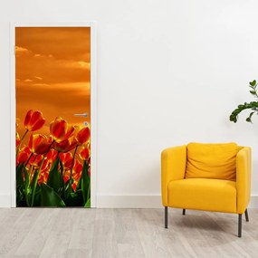 Fototapeta na drzwi - Kwitnąca lina z tulipanami (95x205cm)