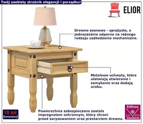 Drewniany stolik nocny z szufladą - Irta 7X