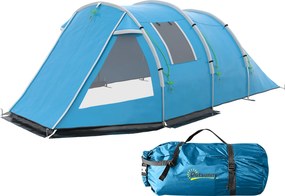 Outsunny Namiot kempingowy Namiot trekkingowy Zelt, odporny na warunki atmosferyczne, 2 pokoje, 475 x 264 cm Szerokość x 172, Niebieski
