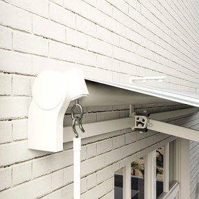 Outsunny Markiza balkonowa przegubowa, manualna, z korbką, biało-zielona, 395x245cm | Aosom PL