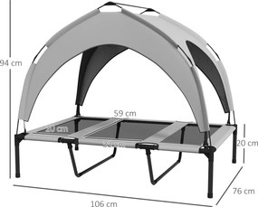PawHut Outdoorowe łóżko dla psa, odporne na warunki pogodowe, podniesiona konstrukcja, 106 x 76 x 94 cm, Jasnoszary