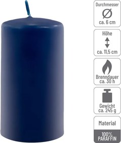 Zestaw świec filarowych, 11,5 cm, Ø 6 cm, niebieskie, 12 szt