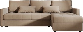 BEDANTE narożnik MOS L BIS Itaka 48 brązowy prawa z funkcją spania sofa w kształcie litery L z pojemnikiem na pościel sofa do salonu kanapa sofa rozkładana