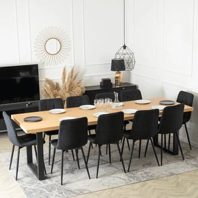 Stół Prostokątny Rozkładany EDWIN 160-260 cm Dąb Złoty/Czarny do Jadalni Nowoczesny Loft