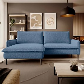 Narożnik GLOSSY z funkcją spania Lewostronny zestaw z poduszkami wolnostojący tkanina BUBBLE 15 WERSAL