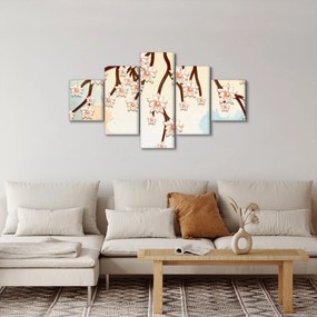 Obraz - Kwiaty na gałęziach, kolorowe (125x70 cm)