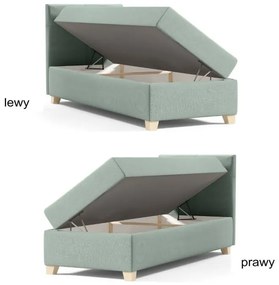 Łóżko kontynentalne DOMI 100cm – elegancja i wygoda w jednym, pudrowy róż, strona lewa