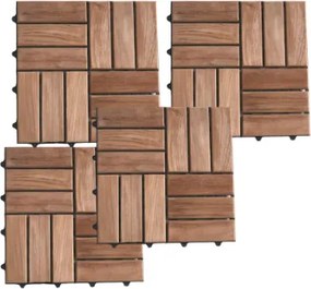 Płytki drewniane teak 30x30 cm na balkon i taras, 22 sztuki