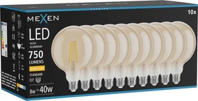 Mexen Vintis 10x żarówka filament LED E27, G125, 8W, Ciepła - 2700K, 750 lm, amber - L158-E27-0827-50x10