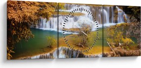 Obraz - Wodospady Huay Mae Khamin, Tajlandia (z zegarem) (90x30 cm)