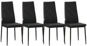 HOMCOM Zestaw 4 Krzesła Jadalniane Kuchenne Nowoczesny Design 41x50x97cm Czarne | Aosom PL