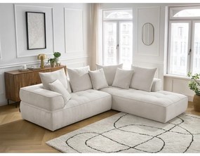 Beżowy narożnik z tkaniny szenilowej (prawostronny/w kształcie litery L) Whesley – Bobochic Paris
