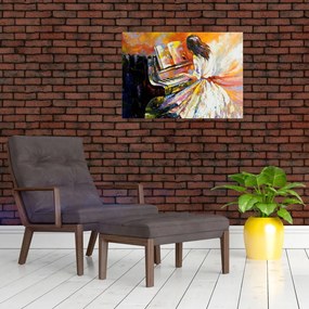 Obraz na szkle - Kobieta grająca na pianinie (70x50 cm)