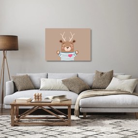 Obraz na szkle - Jeleń w koszuli w paski (70x50 cm)