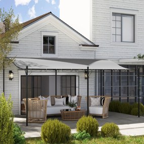 Outsunny Pergola 3 x 5 m, elastyczne zadaszenie ogrodowe z wodoodporną plandeką i metalową ramą, osłona przed słońcem, Ciemnoszary