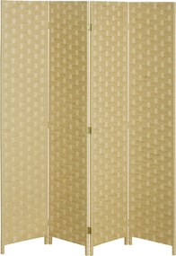 HOMCOM Parawan 4-częściowy 160 x 170 cm, przegroda z włókna falistego do salonu, brązowy | Aosom PL