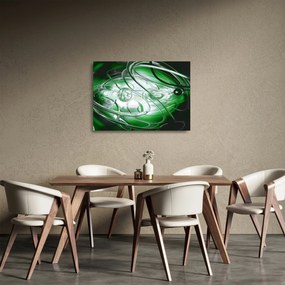 Obraz na szkle - zielony abstrakcyjny obraz (70x50 cm)