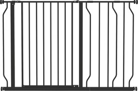 PawHut Bramka Dla Psów, Montaż Na Zacisk, Regulowana Długość, Stal/ABS, 75-115 x 76 cm, Czarna