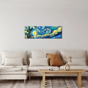 Obraz – Mozaika gwiaździstej nocy (z zegarem) (90x30 cm)