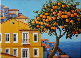 Obraz na szkle - Drzewo pomarańczowe (70x50 cm)