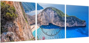 Obraz - Plaża Navagio, Grecja (z zegarem) (90x30 cm)