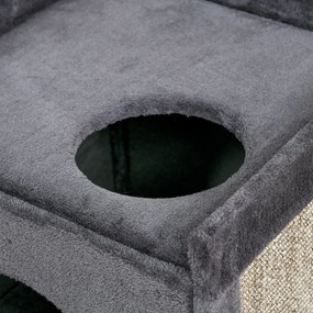 PawHut Drapak Beczkowy 81cm Wieża z Jaskiniami dla Kota Brązowy | Aosom PL