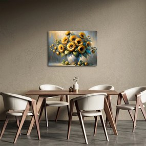 Obraz – Wazon ze słonecznikami (70x50 cm)