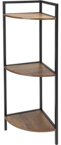 Regał narożny metalowy, 3 półki z MDF,  23,5 x 23,5 x 76 cm