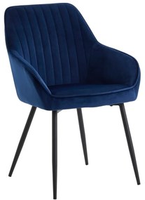 Ciemnoniebieskie aksamitne krzesła z podłokietnikami zestaw 2 szt. Nolan Stripe – Unique Furniture