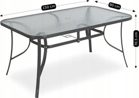 Zestaw Mebli Ogrodowych NEBRASKA Szary 6 Krzeseł Stół Tarasowy Parasol Nowoczesny