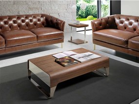 Prostokątny stolik kawowy z orzecha włoskiego i chromowanej stali 2001 ANGEL CERDA