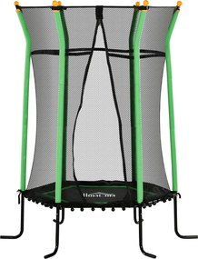 HOMCOM Trampolina Dziecięca, Ø163,5 cm, z Siatką Ochronną, Wyściełana, Stal, Udźwig do 50 kg