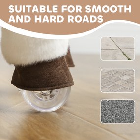 AIYAPLAY Koń do jazdy dla dzieci, materiałowe pokrycie, stabilna rama, łagodne kółka, konik na biegunach, 3-5 lat, Brązowy