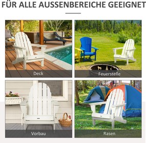 Outsunny krzesło ogrodowe Adirondack kolor biały 75 cm x 87 cm x 93 cm