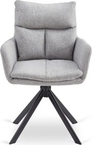 Krzesło Tapicerowane Obrotowe do Salonu PAUL Szare Nowoczesne