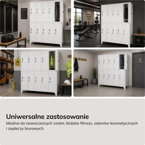 Perforowana szafka ubraniowa BHP skrytkowa Bartek Pro, 136 x 45 x 172 cm, kolor biały