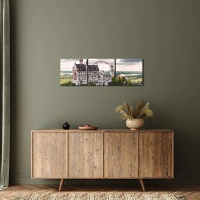 Obraz - Zamek na skałach (z zegarem) (90x30 cm)