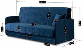 Sofa z Funkcją Spania PORTO Wersalka Rozkładana Dwuosobowa Granatowa Nowoczesna do Salonu