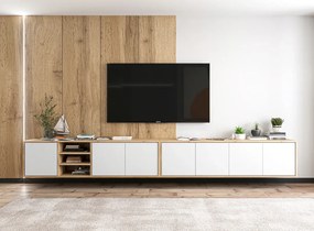 Komplet wiszących szafek rtv dąb wotan + biały - Avila 15X