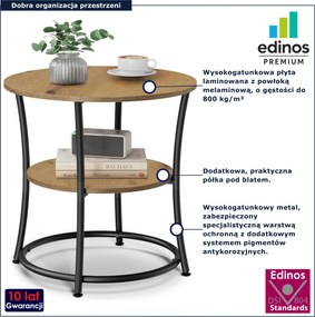 Okrągły loftowy stolik kawowy z półką dąb artisan L2-T41