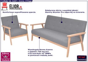 Jasnoszary komplet wypoczynkowy sofa z fotelem - Kifi 2X