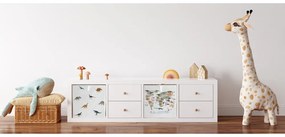 Biały tekstylny dziecięcy pojemnik na zabawki 32x32x32 cm Dino Friends – Butter Kings