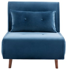 Fotel rozkładany z weluru ciemnoniebieski – URIBIA