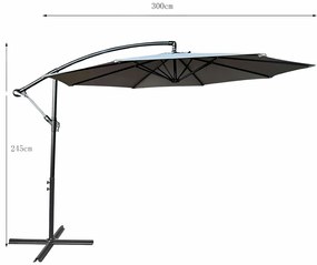Szary okrągły parasol na taras F3-W16