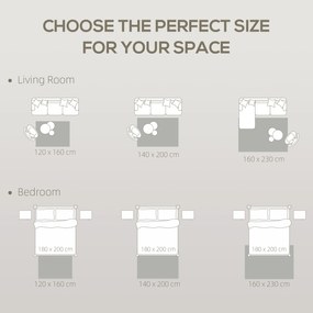 HOMCOM Maszynowo tkany dywan, 15 mm wysokości, uniwersalny, antypoślizgowy, Kremowy