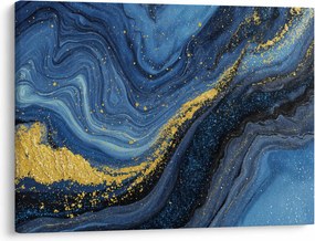 Obraz - Niebiesko-złota abstrakcja (70x50 cm)