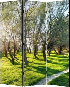 Parawan pokojowy 3-częściowy 135x172 Dwustronny dekoracyjny naturalny Wielokolorowy Wiosenny Sad O Świcie