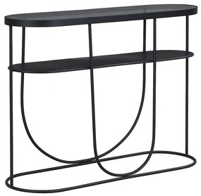 Konsola z 1 półką z metalu i szkła dymionego - Czarny i Przezroczysty - PRETORIA