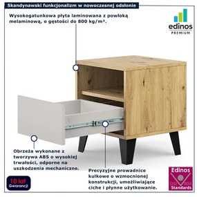 Szafka nocna na czarnych nóżkach dąb artisan + kaszmir L6-G36
